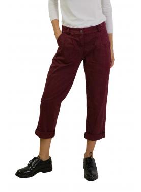 Chino con pence in cotone con elastico dietro 